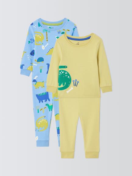 John Lewis Baby Dinosaur Pyjamas, Pack of 2, Multi, Multi