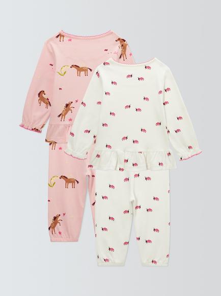 John Lewis Baby Ladybird Pyjamas, Pack of 2, Pink - view 2, Pink