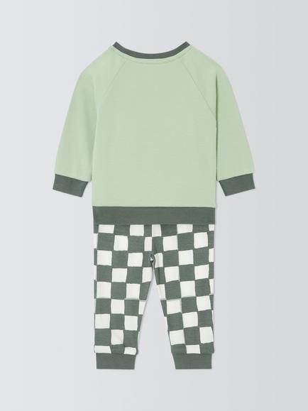 John Lewis Baby Dinosaur Pyjamas, Green - view 2, Green