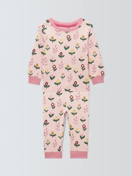 John Lewis Baby Flower Pyjamas, Pink, Pink