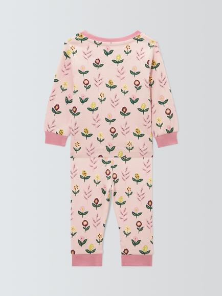 John Lewis Baby Flower Pyjamas, Pink - view 2, Pink