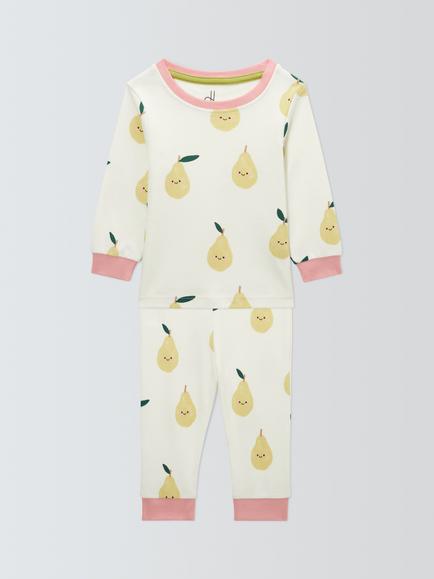 John Lewis Baby Pear Pyjamas, White, White