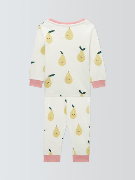 John Lewis Baby Pear Pyjamas, White - view 2, White