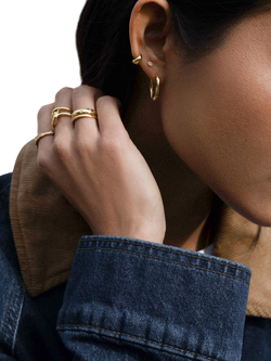 Orelia Oval Twist Hoop Earrings, Gold - view 2, Gold