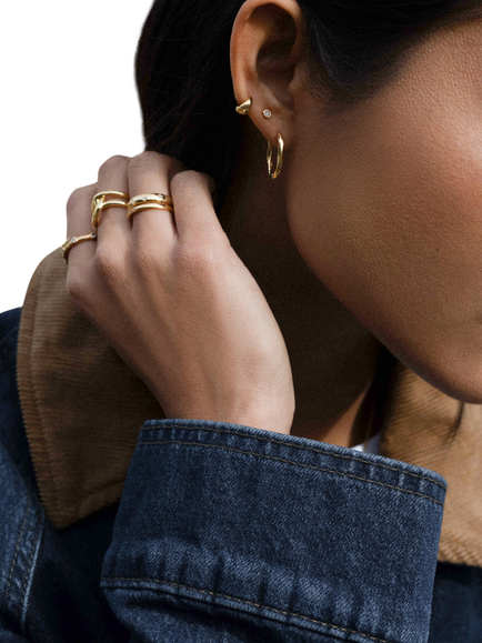 Orelia Oval Twist Hoop Earrings, Gold - view 2, Gold