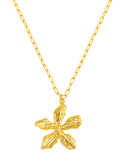 Orelia Statement Metal Flower Necklace, Gold, Gold