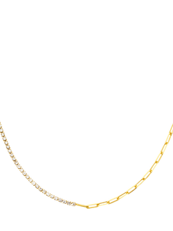 Orelia Asymmetric Crystal Chain Necklace, Gold - view 2, Gold