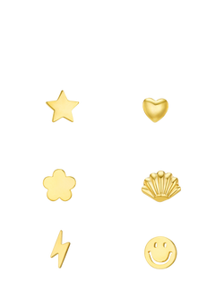 Orelia Eclectic Mixed Earring Stacking Set, Pack of 6 Singles, Gold, Gold