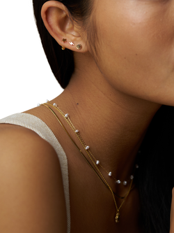 Orelia Eclectic Mixed Earring Stacking Set, Pack of 6 Singles, Gold - view 2, Gold