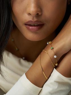 Orelia Fine Mixed Bead and Pearl Bracelet, Gold/Green - view 2, Gold/Green