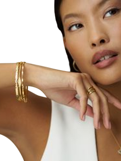 Orelia Mixed Textured Wrist Stacking Set, Gold - view 2, Gold