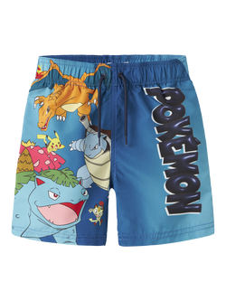 NAME IT Kids' Pokemon Swim Shorts, Atomic Blue, Atomic Blue
