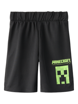 NAME IT Kids' Mesh Minecraft Shorts, Black, Black