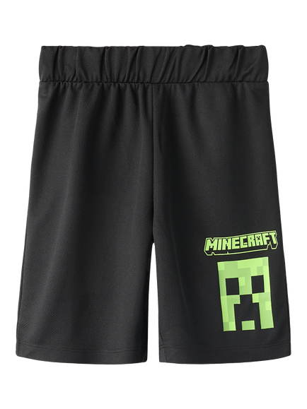 NAME IT Kids' Mesh Minecraft Shorts, Black, Black