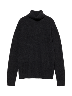 SISLEY Wool Blend High-Neck Jumper, Dark Grey Melange, Dark Grey Melange
