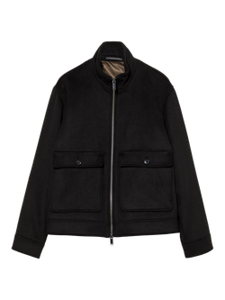 SISLEY Wool Blend Aviator Jacket, Black