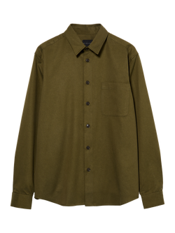 SISLEY Cotton Blend Regular Fit Shirt, Olive Green, Olive Green