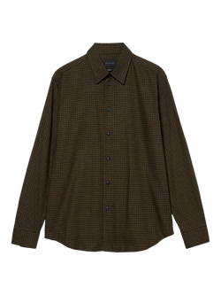 SISLEY Cotton Regular Fit Check Shirt, Brown, Brown