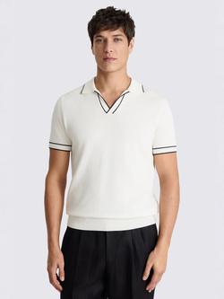 Moss Contrast Placket Cotton Polo Shirt, Off White, Off White