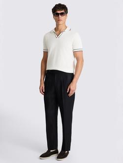 Moss Contrast Placket Cotton Polo Shirt, Off White - view 2, Off White
