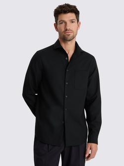 Moss Wool Tropical Overshirt, Black, Black