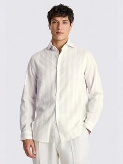 Moss Cotton Linen Blend Wide Stripe Shirt, Pale Blue/Cream, Pale Blue/Cream