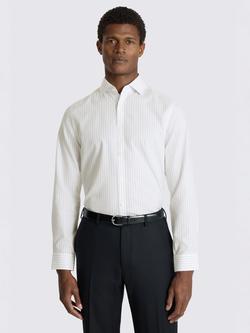 Moss Cotton Slim Fit Wide Stripe Shirt, White, White