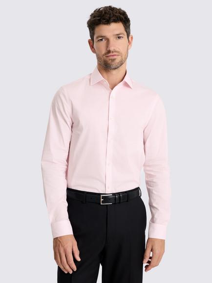 Moss Slim Fit Cotton Blend Stretch Shirt, Pink