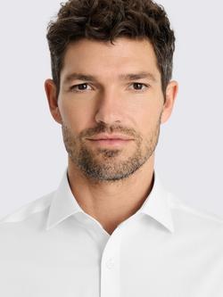 Moss Cotton Blend Long Sleeved Slim Shirt, White - view 2, White