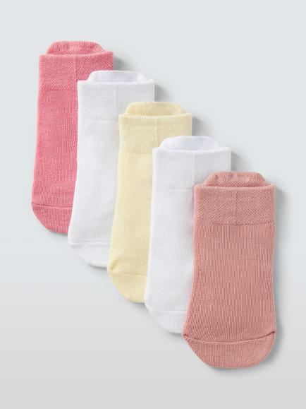 John Lewis Baby Organic Cotton Rich Fruit Ankle Socks, Pack of 5, Multi, Multi