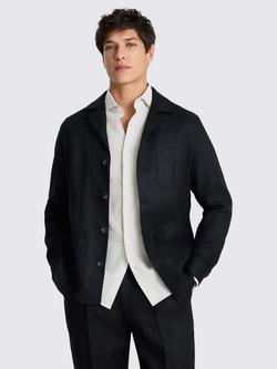 Moss Linen Shacket, Black, Black