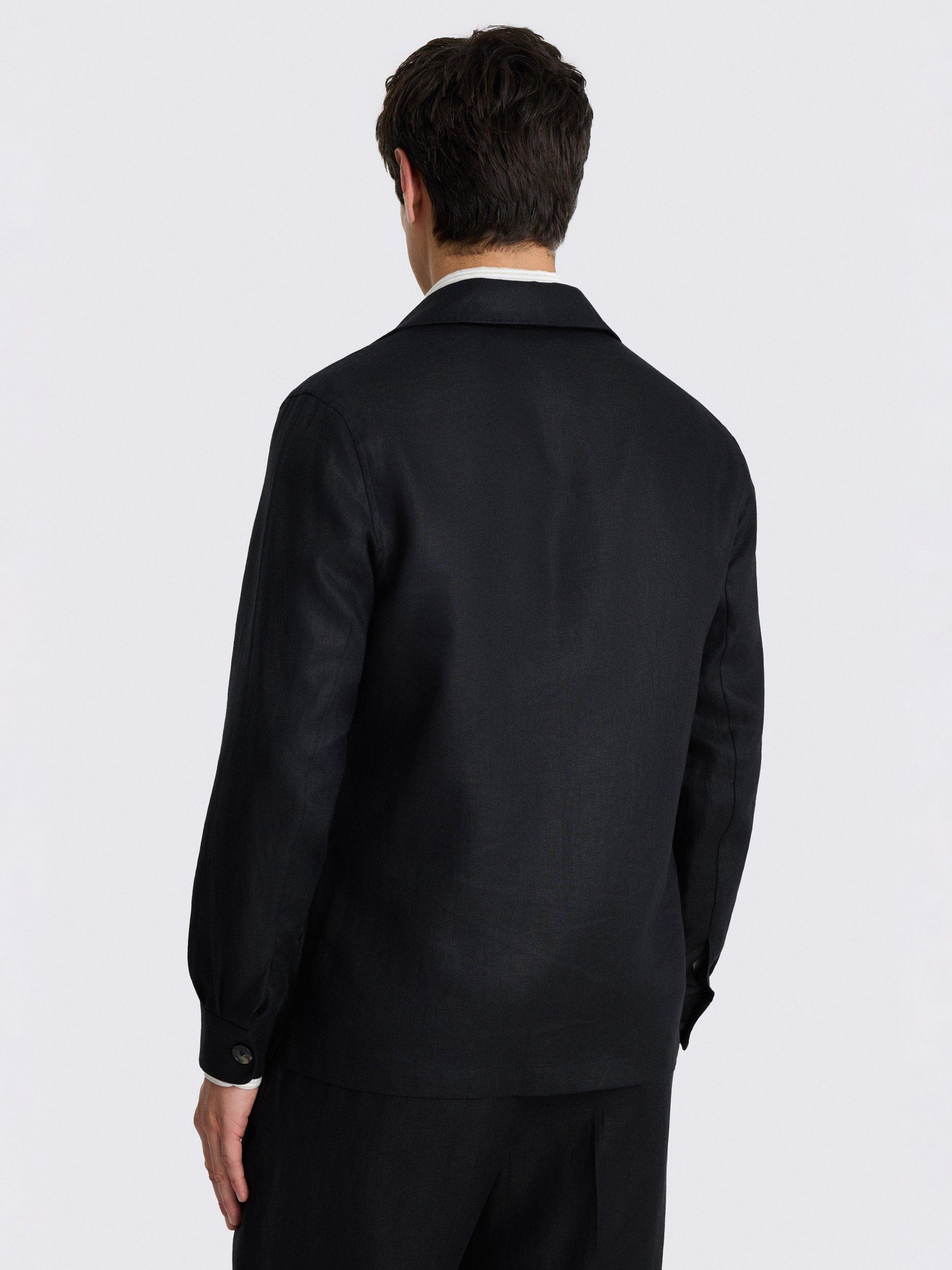 Product image 3 of 4, which shows Moss Linen Shacket, Black, XS