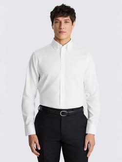 Moss Cotton Blend Tailored Long Sleeve Shirt, White, White