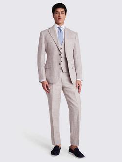 Moss Linen Regular Single Breasted Suit Jacket, Oatmeal - view 2, Oatmeal