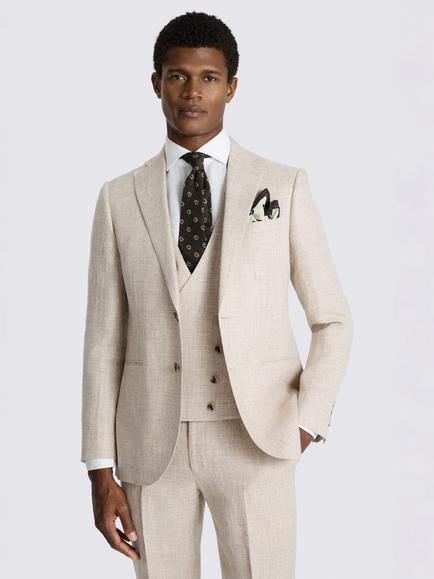 Moss Slim Fit Delave Linen Suit Jacket, Neutral, Neutral