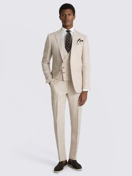 Moss Slim Fit Delave Linen Suit Jacket, Neutral - view 2, Neutral