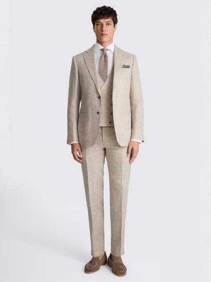 Moss Tailored Fit Delave Linen Suit Jacket, Neutral - view 2, Neutral