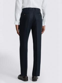 Moss Linen Regular Suit Trousers, Navy - view 2, Navy