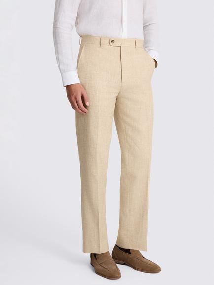 Moss Relaxed Fit Twill Linen Blend Suit Trousers, Ecru