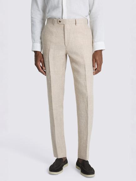 Moss Slim Fit Delave Linen Suit Trousers, Neutral, Neutral