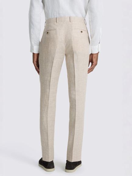 Moss Slim Fit Delave Linen Suit Trousers, Neutral - view 2, Neutral