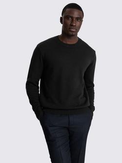 Moss Cotton Crew Neck Jumper, Black, Black