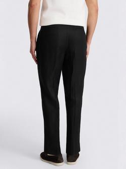Moss Double Pleated Front Linen Trousers - view 2, Black