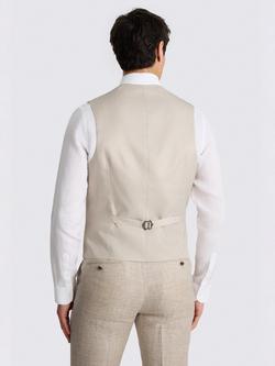Moss Linen Double Breasted Tailored Suit Waistcoat, Neutral - view 2, Neutral
