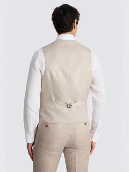 Moss Tailored Fit Delave Linen Suit Waistcoat, Neutral - view 2, Neutral