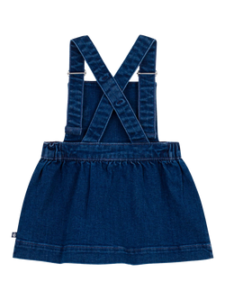 Petit Bateau Baby Denim Pinafore Dress, Blue - view 2, Blue