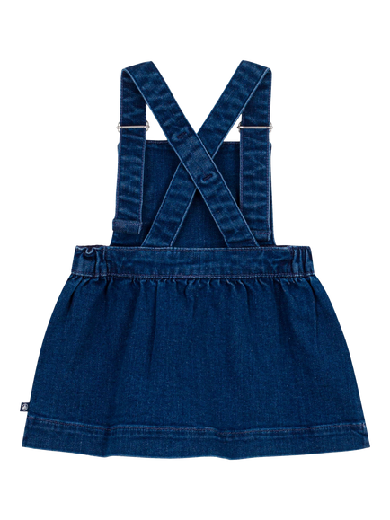 Petit Bateau Baby Denim Pinafore Dress, Blue - view 2, Blue
