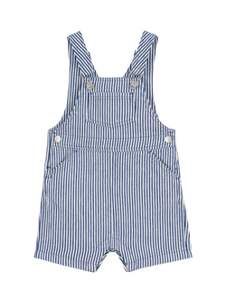 Petit Bateau Baby Striped Dunagree Romper, Blue, Blue