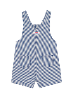 Petit Bateau Baby Striped Dunagree Romper, Blue - view 2, Blue
