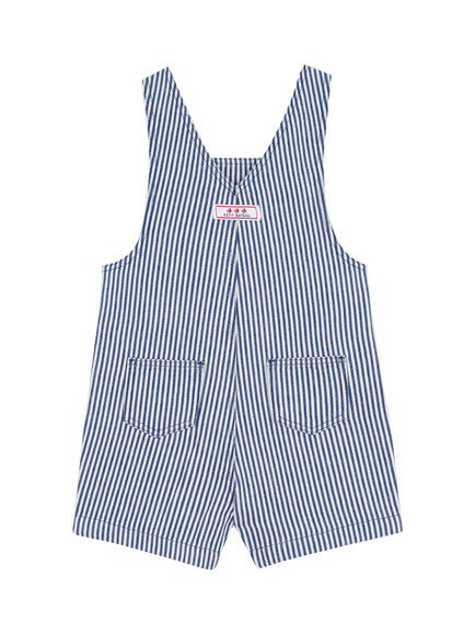 Petit Bateau Baby Striped Dunagree Romper, Blue - view 2, Blue